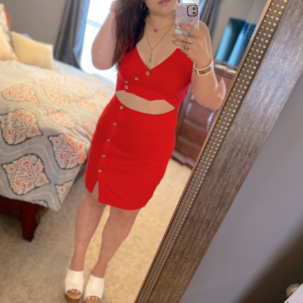 Sequin Hearts Cut-Out Button Front Dress NWT